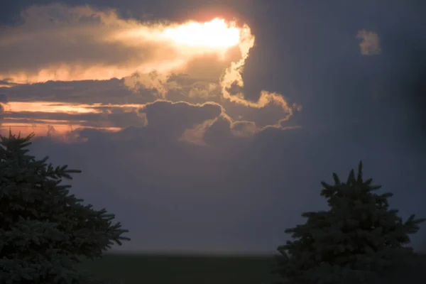 Las Nubes Tormenta Pradera Canadá Saskatchewan Advertencias Verano — Foto de Stock