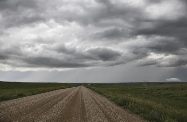 Preirie Storm Clouds Canada Saskatchewan Summer Warnings — стоковое фото