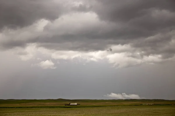 Nuages Tempête Dans Les Prairies Canada Saskatchewan Avertissements Estivaux — Photo