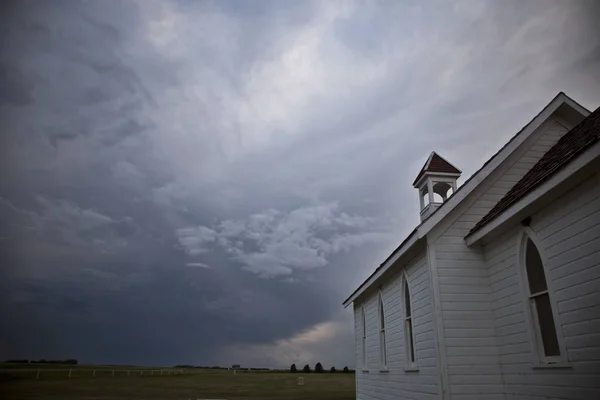 Nuages Tempête Dans Les Prairies Canada Saskatchewan Avertissements Estivaux — Photo