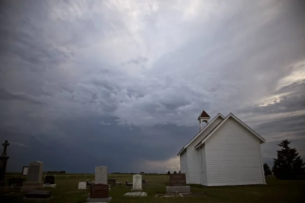 Nuages Tempête Dans Les Prairies Canada Saskatchewan Avertissements Estivaux — Photo