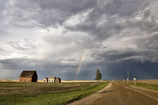 Prairie Chmury Burzowe Kanada Saskatchewan Lato Ostrzeżenia — Zdjęcie stockowe