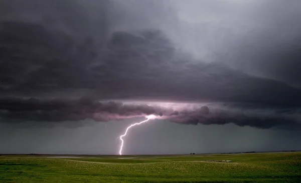 Nuages Tempête Dans Les Prairies Canada Saskatchewan Avertissements Estivaux — Photo