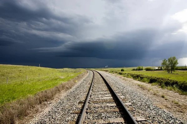 Prairie Storm Clouds Saskatchewan Canada Rural Setting — Stock Photo, Image