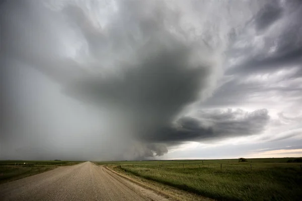 Nuvens Tempestade Pradaria Saskatchewan Canadá Cenário Rural — Fotografia de Stock