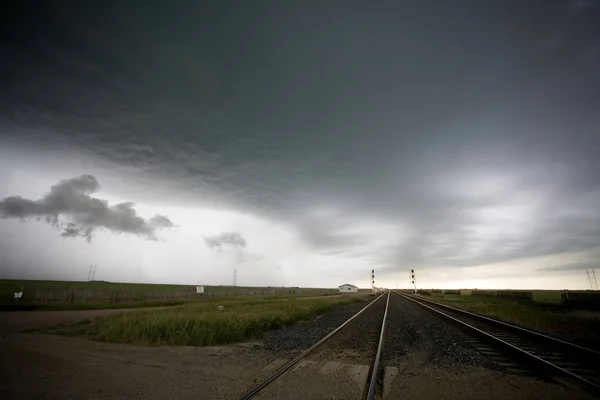 Prairie Storm Clouds Saskatchewan Canada Rural Setting — Stock Photo, Image