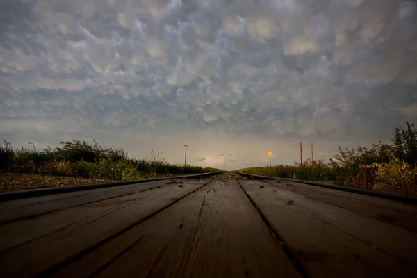 Nuvole Tempesta Prateria Saskatchewan Canada Mammatus — Foto Stock