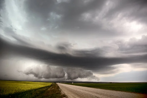 Nuvole Tempesta Prateria Saskatchewan Canada Ambiente Rurale — Foto Stock