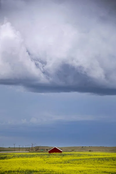 Pradera Tormenta Nubes Saskatchewan Canadá Entorno Rural — Foto de Stock