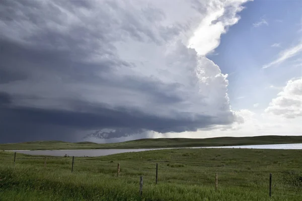 Prairie Storm Wolken Saskatchewan Canada Landelijke Omgeving — Stockfoto