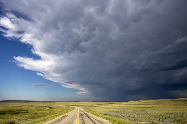 Nuages Orageux Des Prairies Saskatchewan Canada Danger Estival — Photo