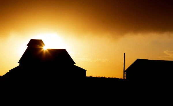 Prérijní Bouřkové Mraky Saskatchewan Kanada Letní Západ Slunce — Stock fotografie