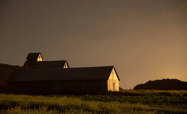 草原の嵐雲サスカチュワン カナダ夏の夕日 — ストック写真