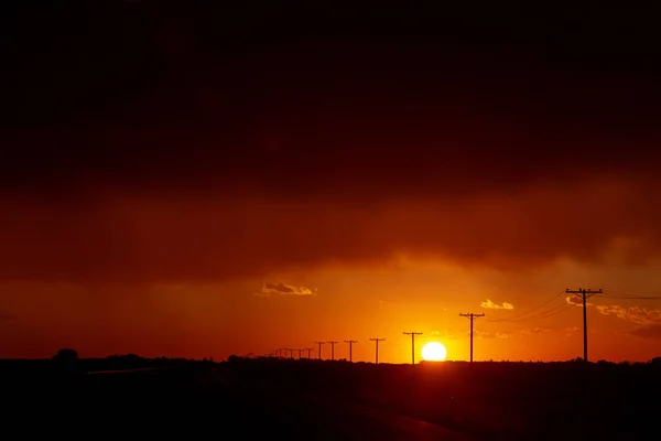 Prairie Storm Nubes Saskatchewan Canadá Puesta Sol Verano — Foto de Stock
