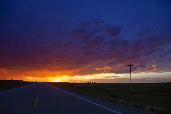 Prairie Storm Clouds Saskatchewan Canada Summer Sunset — Stock Photo, Image