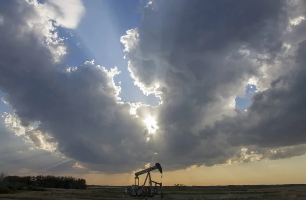 Prairie Storm Clouds Saskatchewan Canada Farm Land — Stok Foto