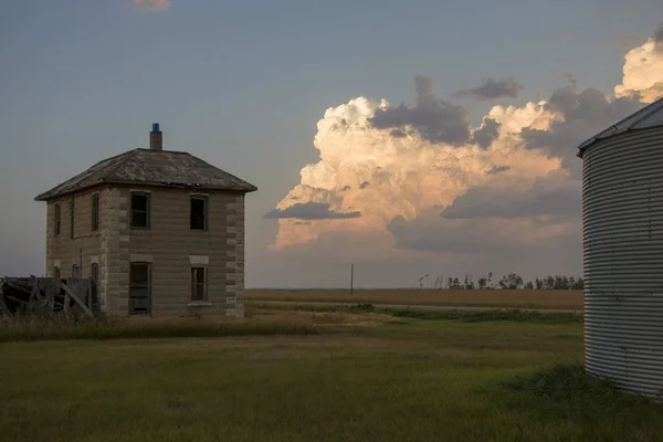 Prärie Sturm Wolken Saskatchewan Kanada Ackerland — Stockfoto
