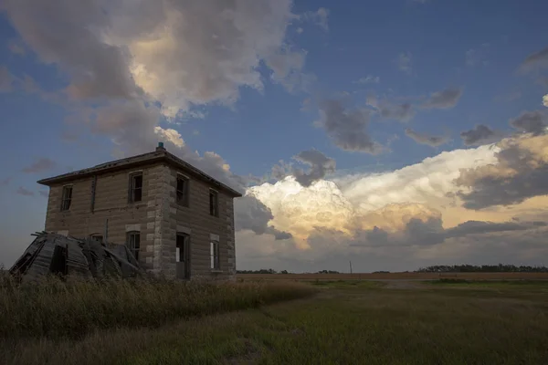 Nuvole Tempesta Prateria Saskatchewan Canada Farm Land — Foto Stock