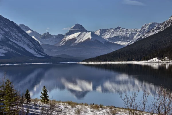 Skaliste Góry Zima Upadek Kananaskis Spray Jezior — Zdjęcie stockowe