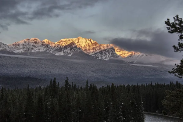 Klippiga Bergen Vintern Faller Kananaskis Banff Kanada — Stockfoto