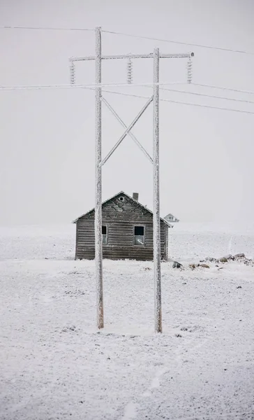 Winter Frost Saskatchewan Kanada Isstorm Power Lines — Stockfoto