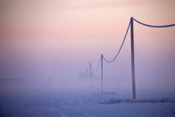 Froid Hivernal Saskatchewan Canada Tempête Verglas Lever Soleil — Photo