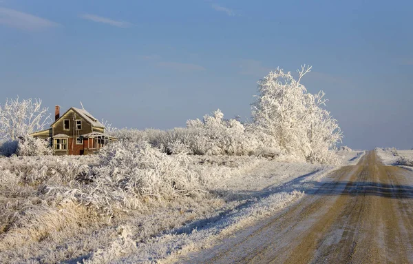 Zimowy Mróz Saskatchewan Kanada Zagrożenie Burzą Lodową — Zdjęcie stockowe