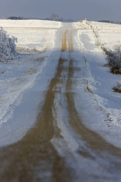 Inverno Gelo Saskatchewan Canada Pericolo Tempesta Ghiaccio — Foto Stock