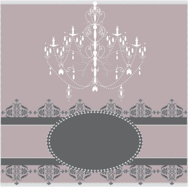 Süslü, zarif, soyut çiçek desenli bir davetiye kartı. Vektör illüstrasyonu.