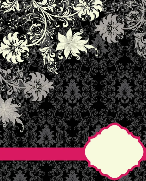 Вінтажна Листівка Запрошення Витонченим Елегантним Абстрактним Квітковим Дизайном Біло Сірими — стоковий вектор
