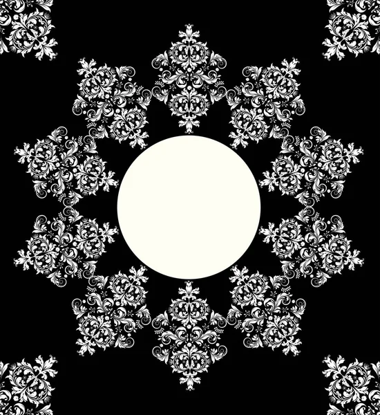 Вінтажна Запрошена Листівка Витонченим Елегантним Абстрактним Радіальним Квітковим Дизайном Білий — стоковий вектор
