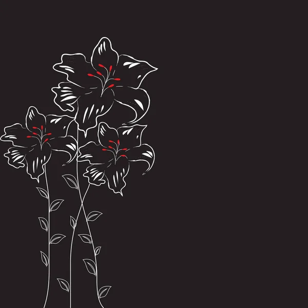 ブラック エレガントな抽象的な花のデザインでは ビンテージの招待状 ベクトル図 — ストックベクタ