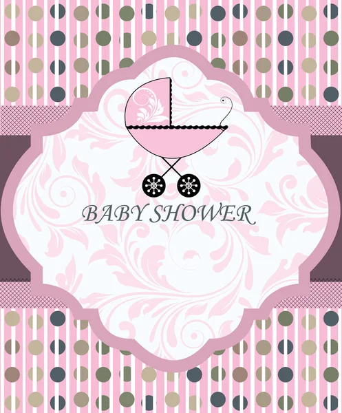 Négy Vintage Baby Shower Meghívók Díszes Elegáns Retro Absztrakt Virág — Stock Vector