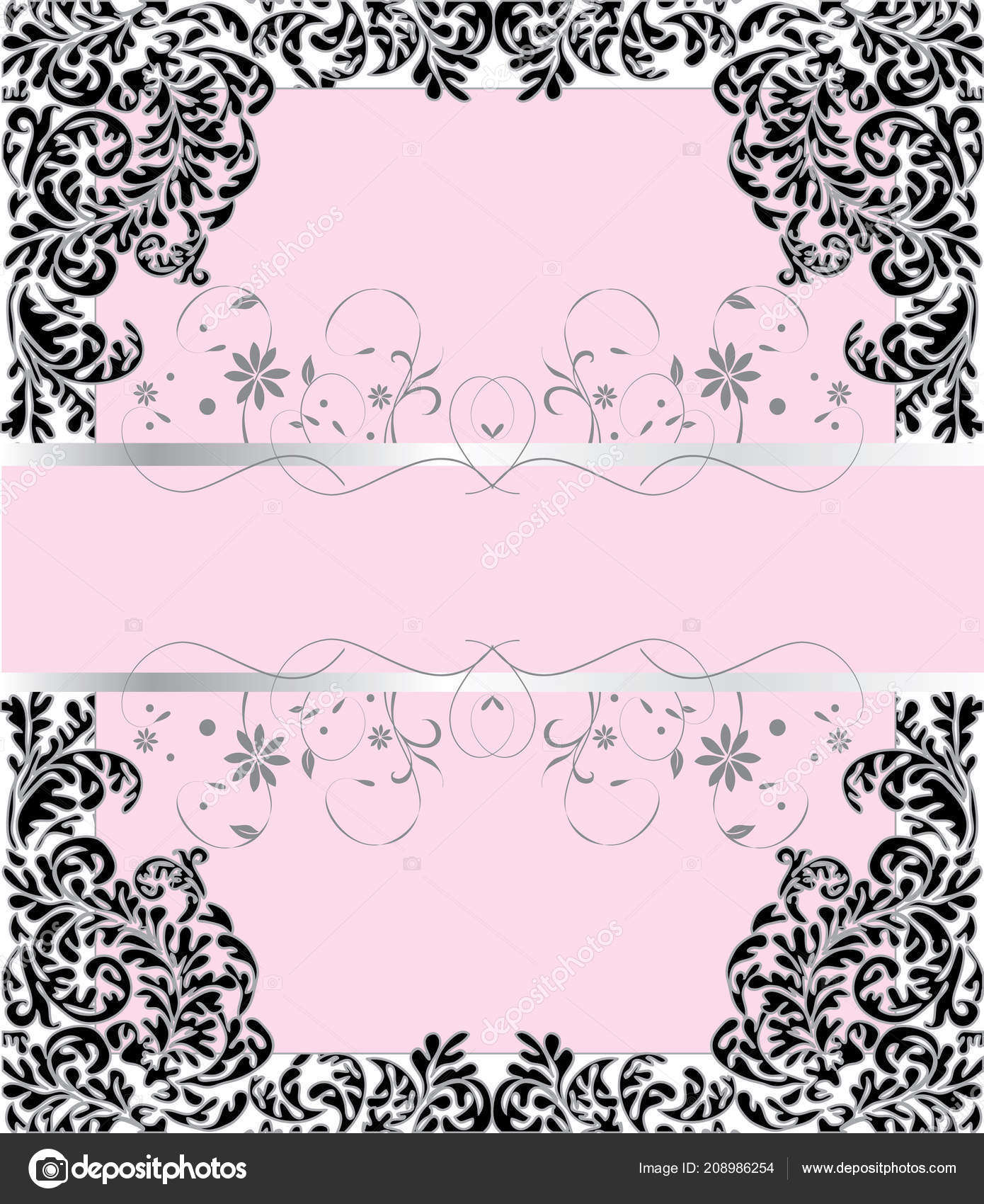 vintage invitation card ornate elegant retro abstract floral design