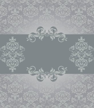 Süslü, zarif, soyut çiçek desenli bir davetiye kartı. Vektör illüstrasyonu.