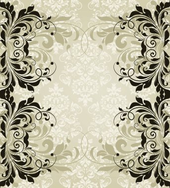 Vintage Davetiyeli süslü zarif soyut çiçek tasarım, siyah ve gri. Vektör çizim.