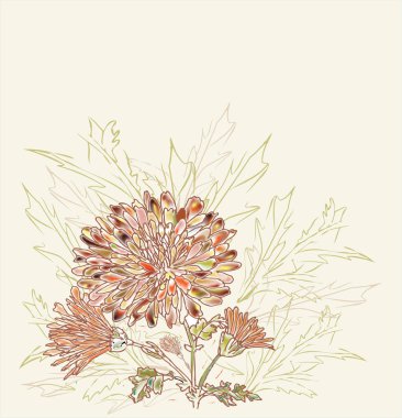 Süslü, zarif, soyut çiçek desenli bir davetiye kartı. Vektör illüstrasyonu.