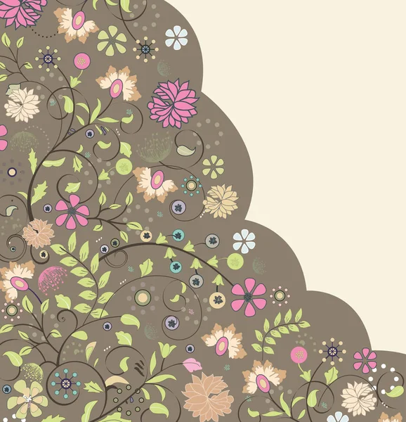 Carte Invitation Vintage Avec Motif Floral Rétro Élégant Décoré Illustration — Image vectorielle
