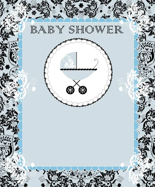 Négy Vintage Baby Shower Meghívók Díszes Elegáns Retro Absztrakt Virág — Stock Vector