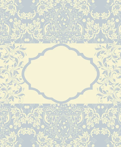 Vintage Invitation Card Ornate Elegant Abstract Floral Design Pale Blue — Stock Vector