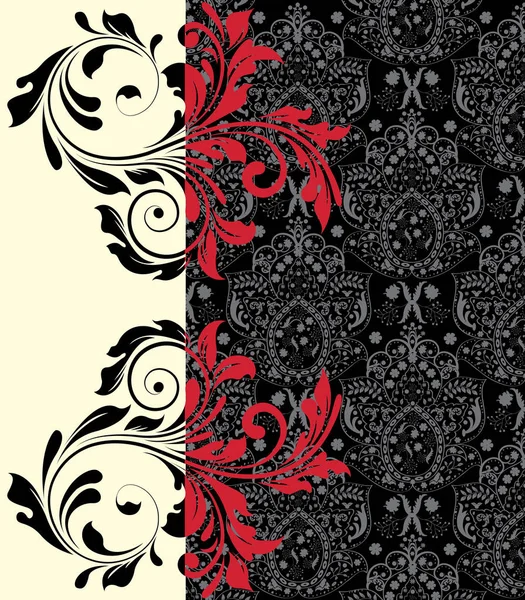 Вінтажні Запрошення Листівки Витонченим Елегантним Абстрактним Квітковим Дизайном Червоний Сірому — стоковий вектор