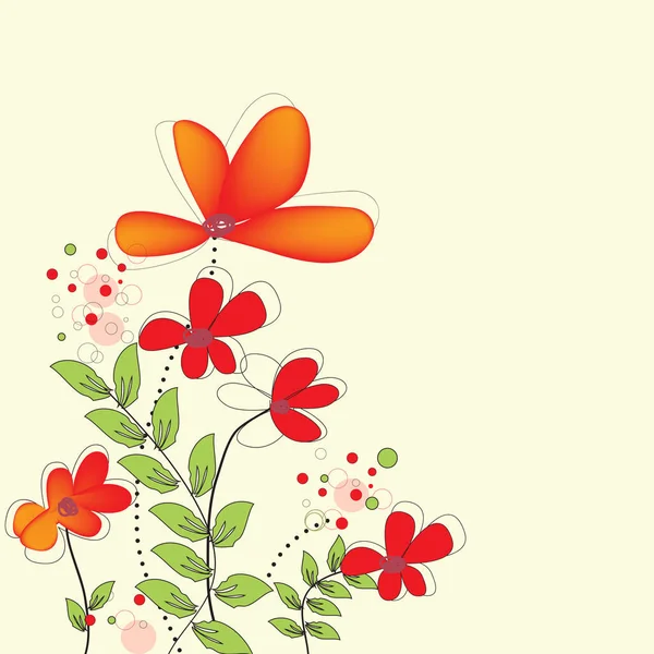 Vintage Uitnodigingskaart Met Elegante Retro Abstract Floral Design Oranje Bloemen — Stockvector