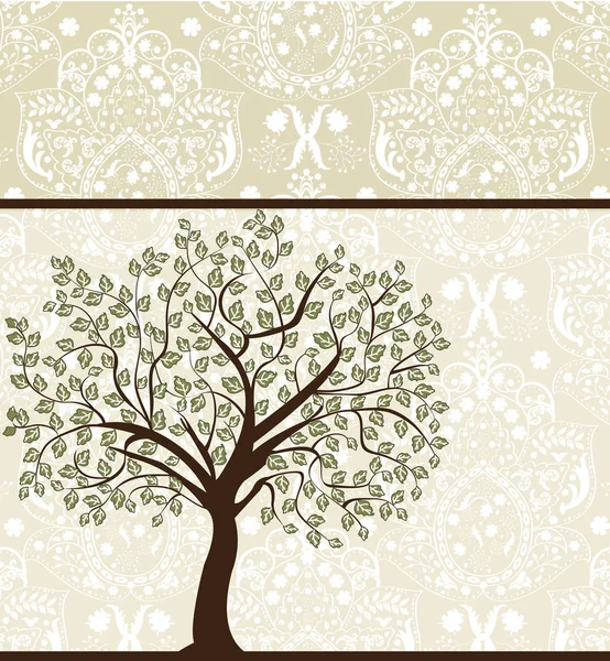 Carte Invitation Vintage Ornée Élégant Motif Floral Abstrait Marron Blanc — Image vectorielle