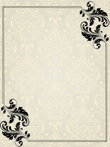 Carte Invitation Vintage Avec Motif Floral Abstrait Élégant Orné Noir — Image vectorielle