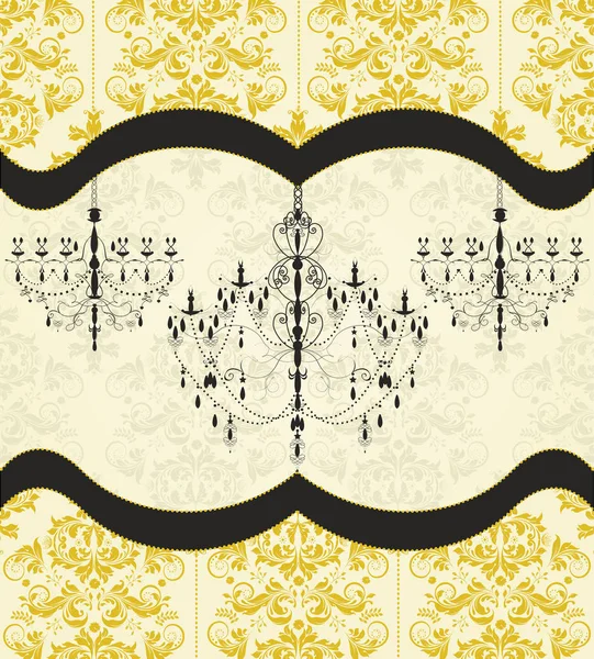 Вінтажна Листівка Запрошення Витонченим Елегантним Абстрактним Квітковим Дизайном Темно Жовтим — стоковий вектор