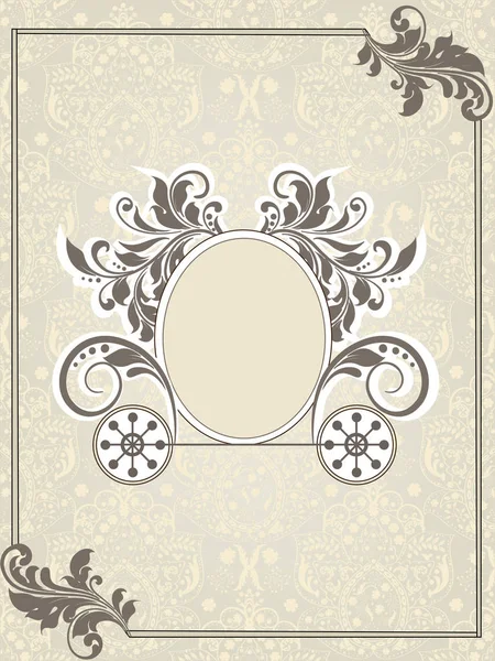 Carte Invitation Vintage Avec Motif Floral Rétro Élégant Décoré Illustration — Image vectorielle