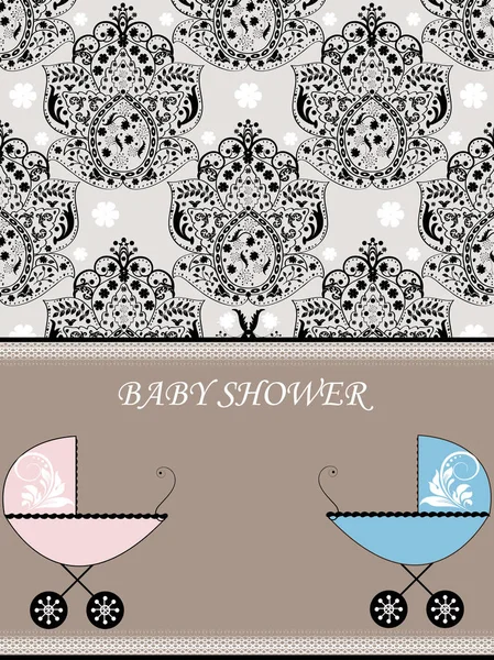 Tarjeta Invitación Vintage Baby Shower Con Elegante Diseño Floral Abstracto — Vector de stock