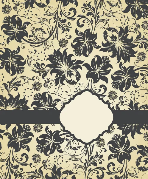 Vintage Invitation Card Ornate Elegant Retro Abstract Floral Design Vector — Stock Vector