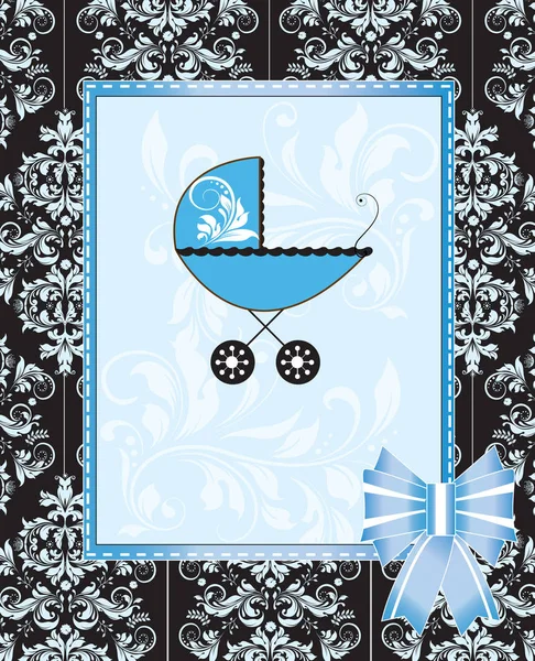 Tarjeta Invitación Vintage Baby Shower Con Elegante Diseño Floral Retro — Vector de stock