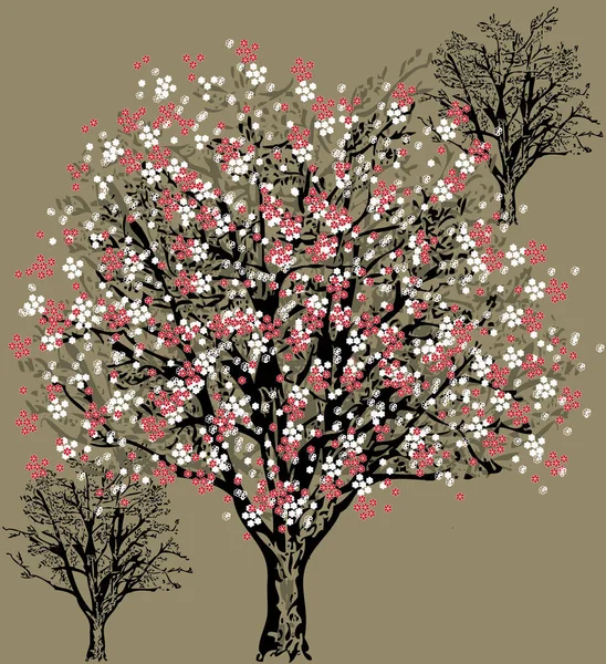 Vintage Προσκλητήριο Κομψό Floral Δέντρο Σχεδιασμό Εικονογράφηση Διάνυσμα — Διανυσματικό Αρχείο